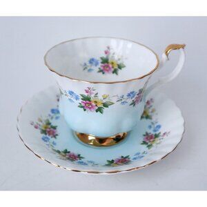 Vintage Royal Albert Teacup and Saucer Baby Blue  Roses #4362